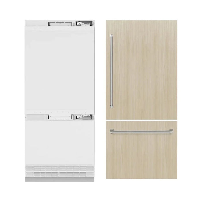 ZLINE 36" Panel Ready Built-In Bottom Freezer Refrigerator,Water Dispenser, Ice Maker, RBIT-3609K