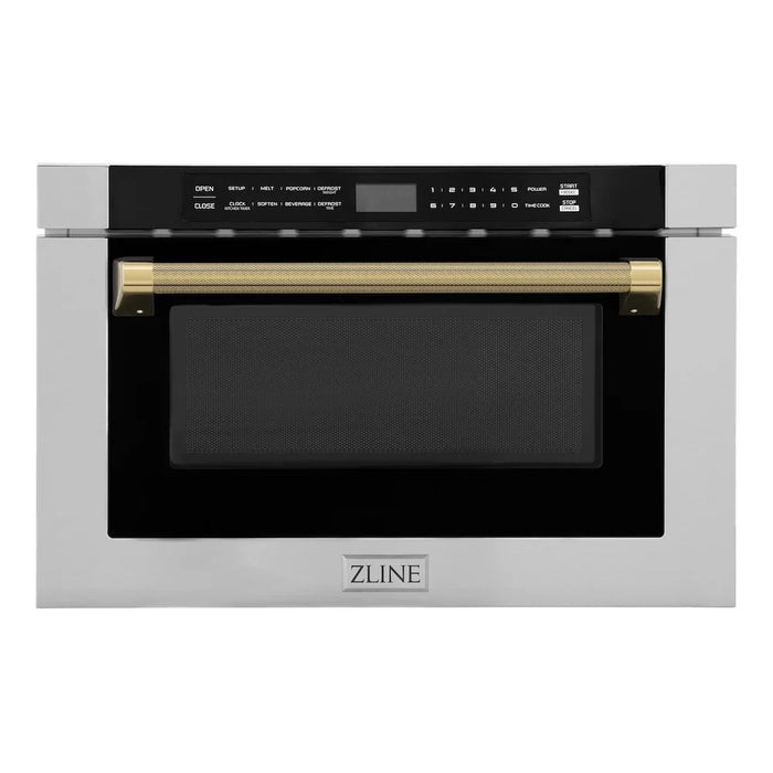 ZLINE Autograph Edition 24" Built-in Microwave Drawer, Stainless Steel, Helix Handle MWDZ-1-H-KCB09K