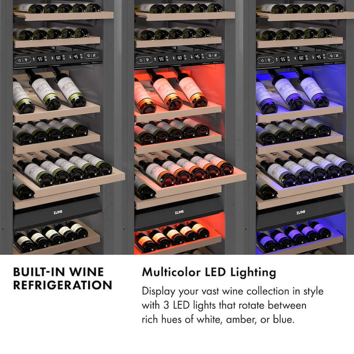ZLINE 18"Triple Zone 68 Bottle Right Hinge Column Wine Cooler, Stainless Steel Matte Black RCWVRZ-30418-MB09K