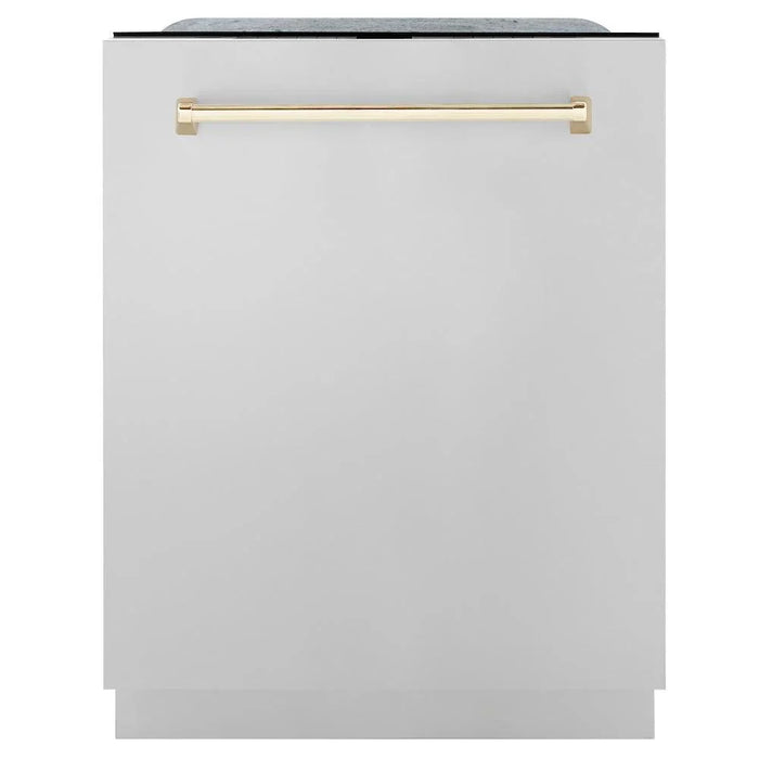 ZLINE Autograph Edition 48"Kitchen Package, Stainless Steel Dual Fuel Range, Range Hood, Dishwasher and Refrigeration, 4KAPR-RARHDWM48-G09K