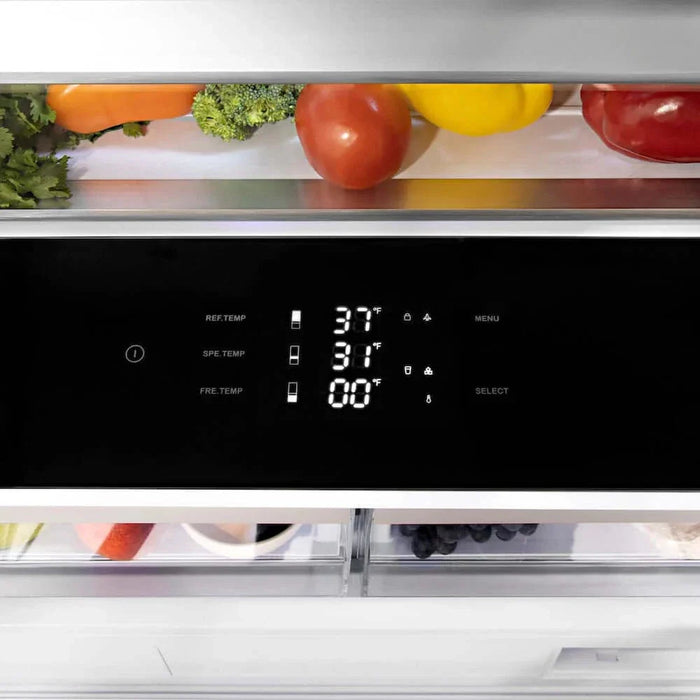 ZLINE 72" Built-In Bottom Freezer Refrigerator,Water Dispenser, Ice Maker, DuraSnow® Champagne Bronze RBITZ-SN-72-CB09K