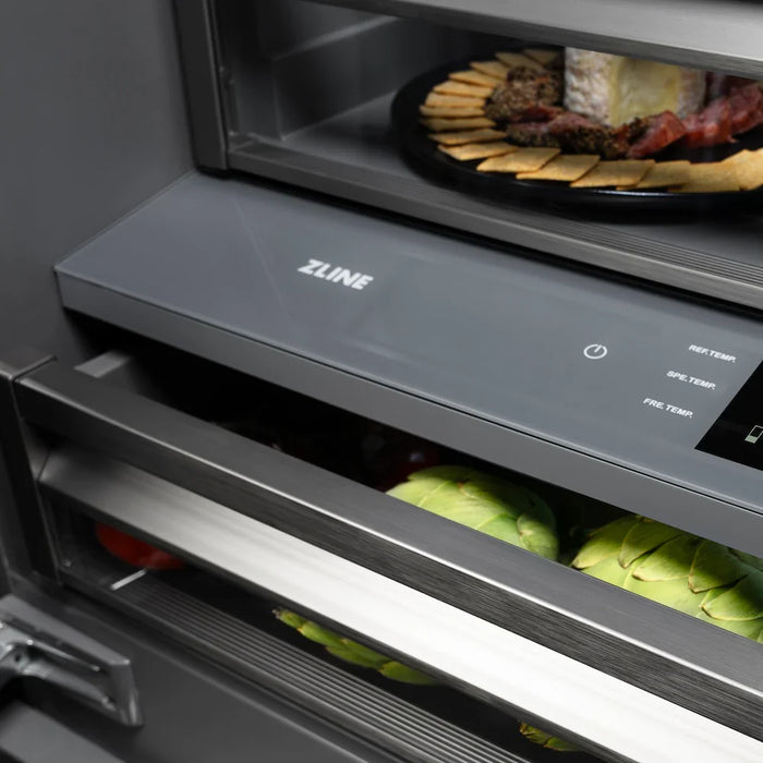 ZLINE 30" Panel Ready Built-In Bottom Freezer Refrigerator, Water Dispenser, Ice Maker, Graphite Gray Interior GRBIV-3009K
