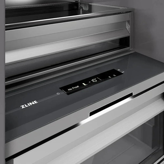 ZLINE 18" Right Hinge Column Freezer Black Stainless Steel, Graphite Gray Interior RCFVR-BS-1809K