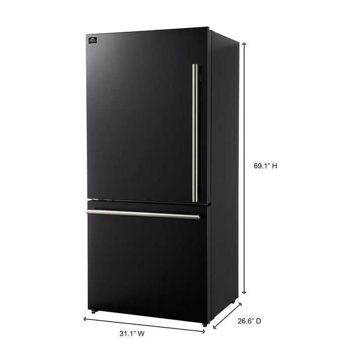 FORNO Espresso Milano 31" Left Swing Refrigerator FFFFD1786-31BLK09K