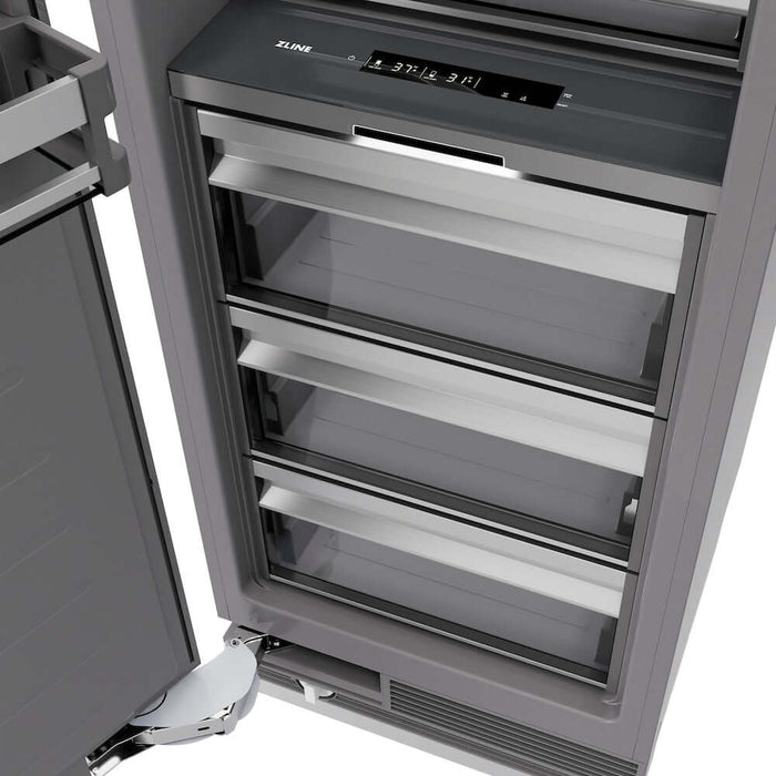 ZLINE 24" Panel Ready Column Refrigerator, Graphite Gray Interior Polished Gold RBCRVZ-24-G09K