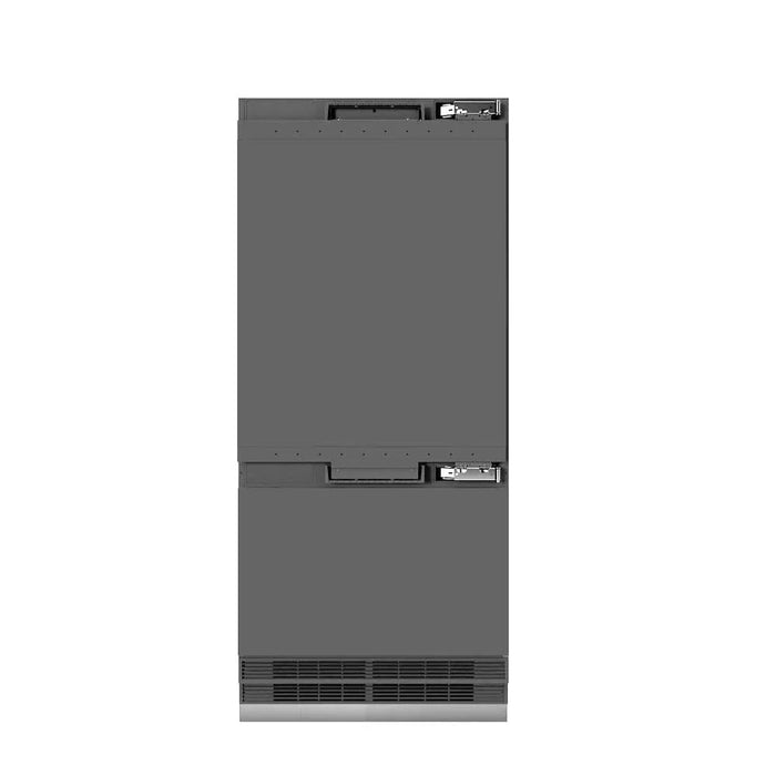 ZLINE 36" Panel Ready Built-In Bottom Freezer Refrigerator,Water Dispenser, Ice Maker,Graphite Gray GRBIT-3609K