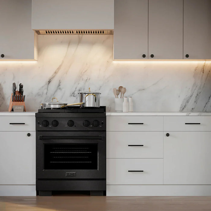 ZLINE 30" Paramount Gas Range, Convection Gas Oven, Black Satin Stainless Steel, Brass Burners SGRBS-BR-3009K