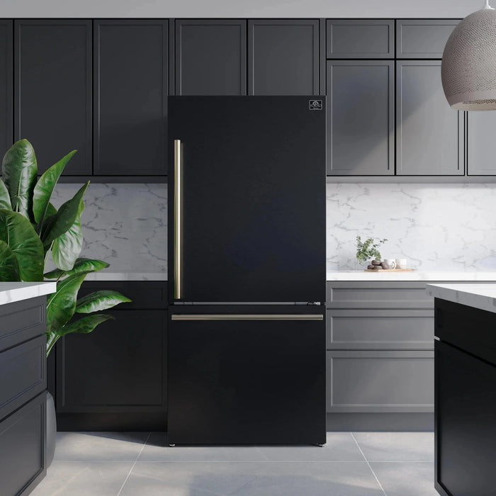 Forno Espresso Package - 30" Electric Range, Range Hood, Refrigerator and Dishwasher in Black with Silver Handles, FBDL-006-02US09K
