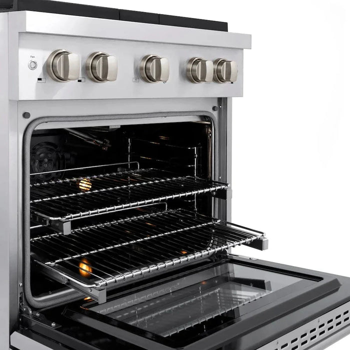 ZLINE 30"Paramount Dual Fuel Range Stainless Steel, Brass Burner, SDR-BR-3009K