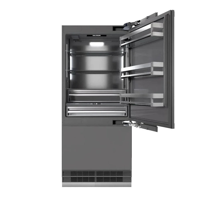 ZLINE 36" Panel Ready Built-In Bottom Freezer Refrigerator,Water Dispenser, Ice Maker,Graphite Gray GRBIT-3609K