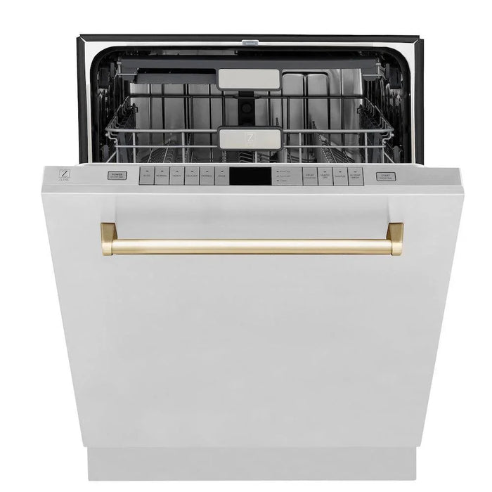 ZLINE Autograph Edition 48"Kitchen Package, Stainless Steel Dual Fuel Range, Range Hood, Dishwasher and Refrigeration, 4KAPR-RARHDWM48-G09K
