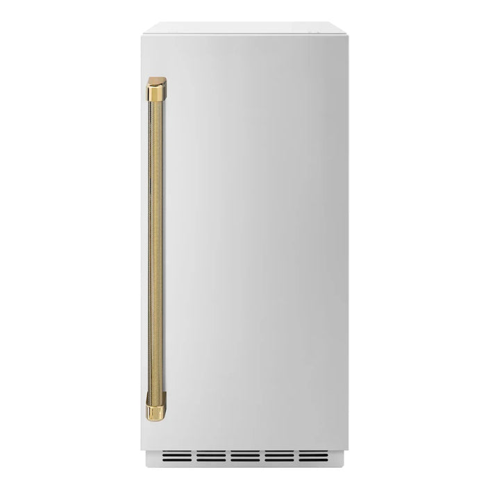 ZLINE Autograph Edition 15" Touchstone Gourmet Ice Maker, Drain Pump, Stainless Steel Door, Helix Handle IGMDZ-ST-15-KCB09K