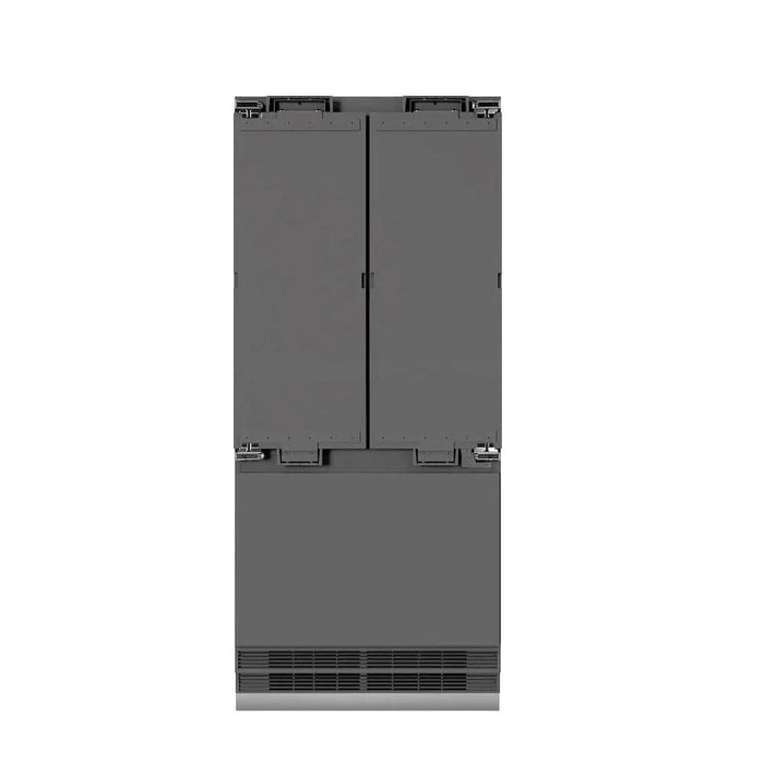 ZLINE 36" Panel Ready Built-In Bottom Freezer Refrigerator,Water Dispenser, Ice Maker,Graphite Gray, Matte Black GRBIVZ-36-MB09K