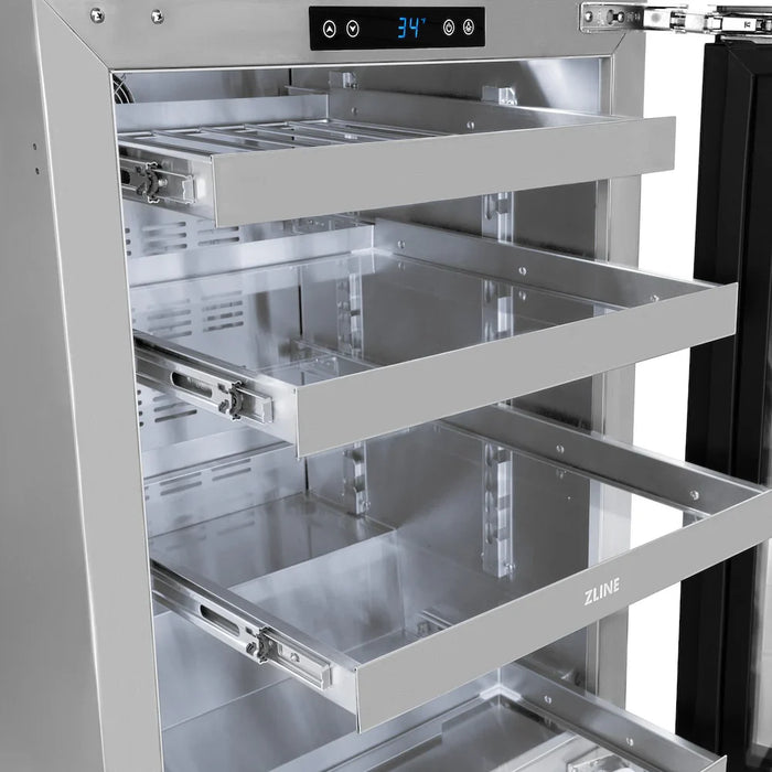 ZLINE Autograph Edition 24" Touchstone 151 Can Beverage Fridge, Solid Stainless Steel Door, Helix Handle RBSOZ-ST-24-KCB09K