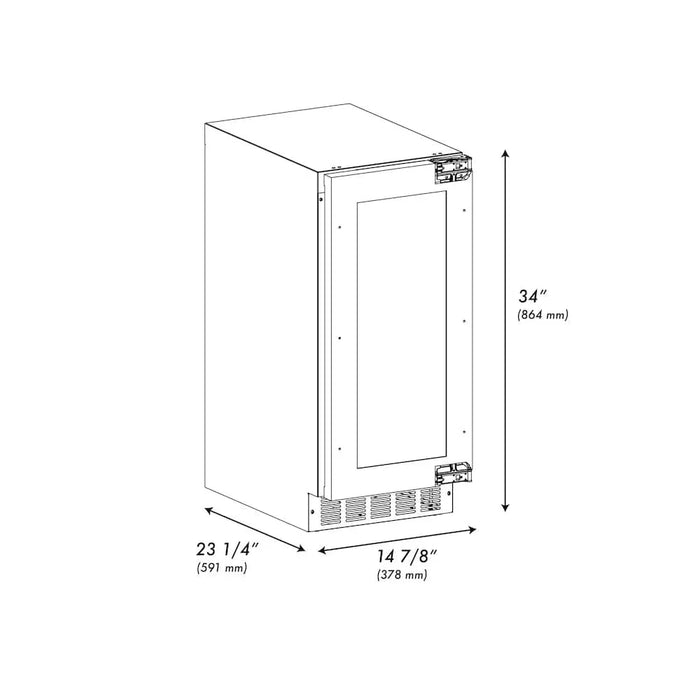 ZLINE 15" Touchstone Gourmet Ice Maker Drain Pump Panel Ready Door Polished Gold IGMDPZ-15-G09K