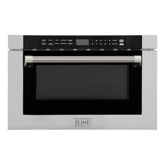 ZLINE Autograph Edition 24" Built-in Microwave Drawer, Stainless Steel, Helix Handle MWDZ-1-H-KCB09K