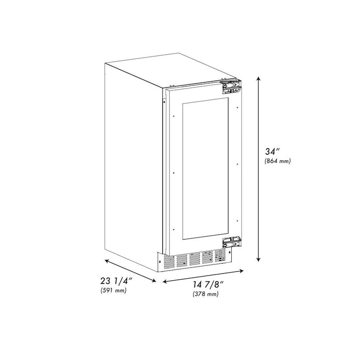 ZLINE 15" Touchstone Clear Cube Ice Maker Drain Pump Panel Ready Door Black Matte Door ICCDPZ-15-MB09K