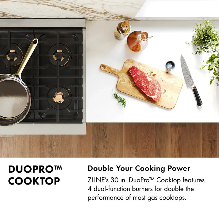 ZLINE 30" Paramount Gas Range DuoPro™ Cooktop, Convection Gas Oven PSGRZ-WM-30-MB09K