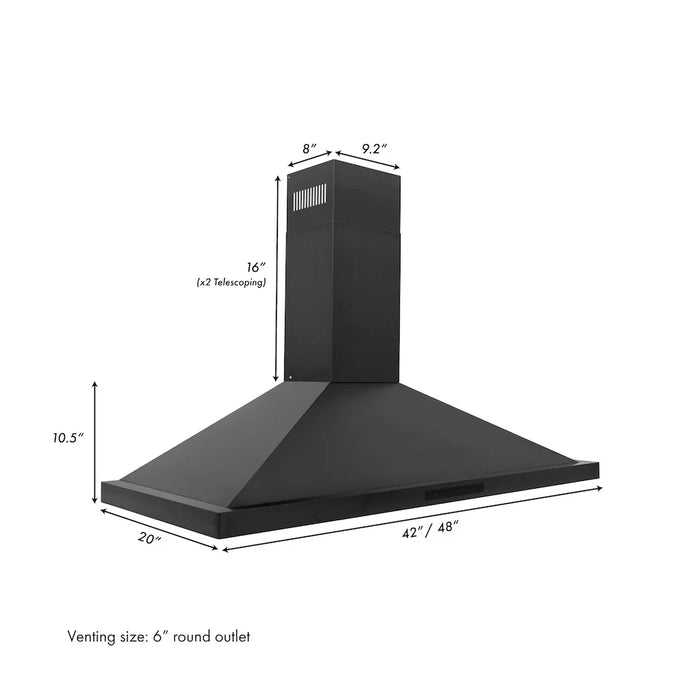 ZLINE 48" Bundle Range RAB-BR-48 & Wall Range Hood BSKBN, 2KP-RABRH4809K