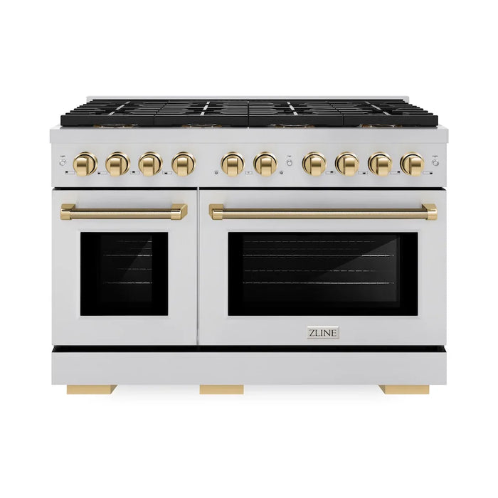 ZLINE Autograph Edition 48" Paramount Dual Fuel Range, DuoPro™ Cooktop, Electric Convection Oven, Stainless Steel, Helix Handle PSDRZ-48-KCB09K