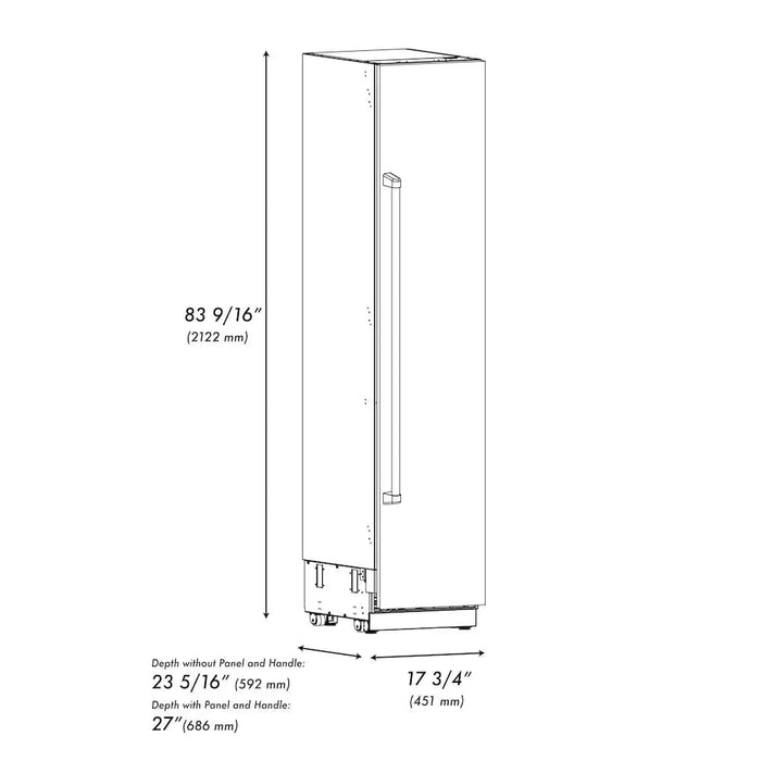ZLINE 18" Right Hinge Column Freezer Stainless Steel, Graphite Gray Interior Champagne Bronze RCFVRZ-30418-CB09K