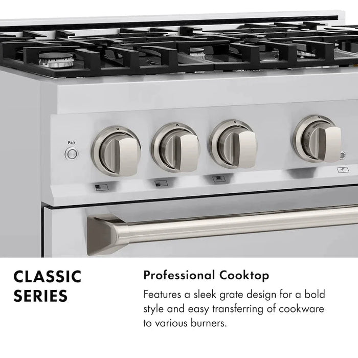 ZLINE 36" Dual Fuel Range, Gas Cooktop, Electric Convection Oven Stainless Steel, CDR3609K