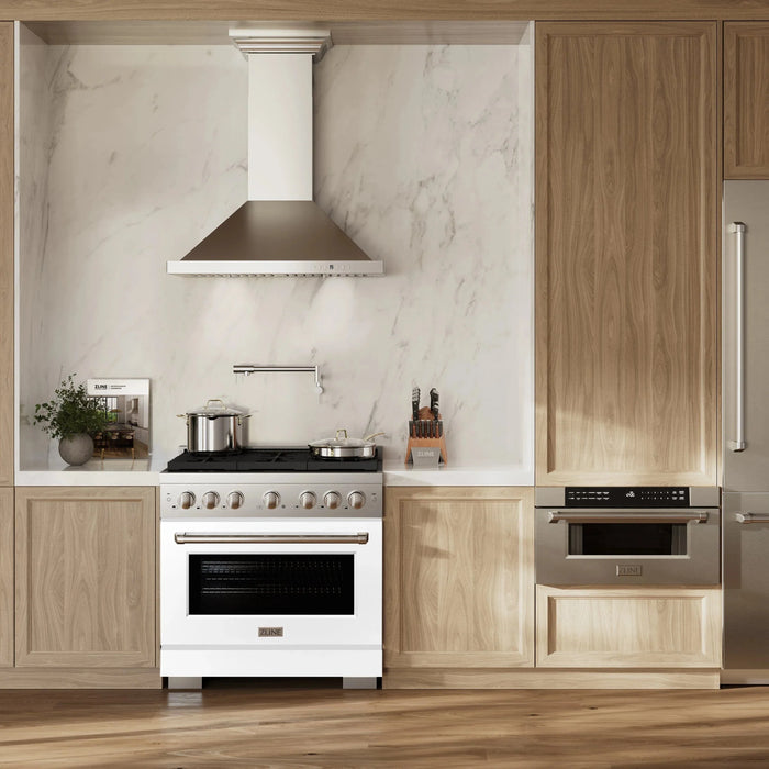 ZLINE 36"Paramount Dual Fuel Range Stainless Steel, White Matte, SDR-WM-3609K