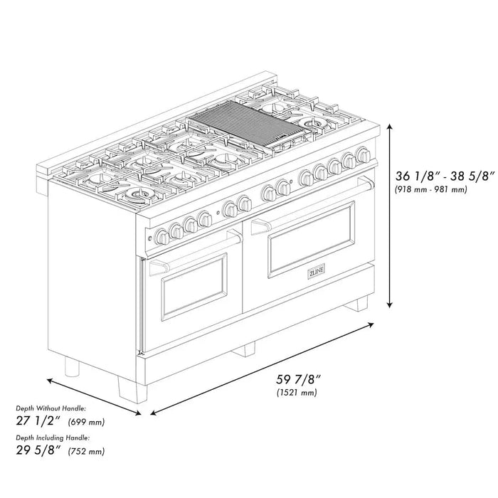 ZLINE 60" Autograph Edition Dual Fuel Range, DuraSnow, RASZ-SN-60-CB09K
