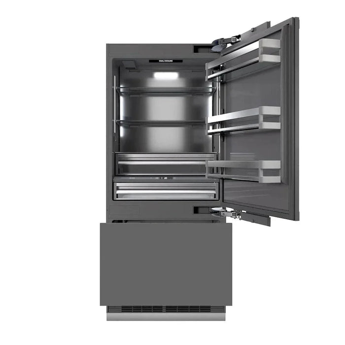 ZLINE 36" Panel Ready Built-In Bottom Freezer Refrigerator,Water Dispenser, Ice Maker,Graphite Gray GRBIT-3609K