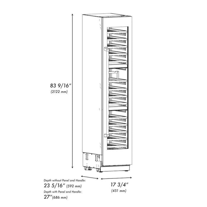 ZLINE 18"Triple Zone 68 Bottle Right Hinge Column Wine Cooler, Black Stainless Steel Champagne Bronze RCWVRZ-BS-18-CB09K