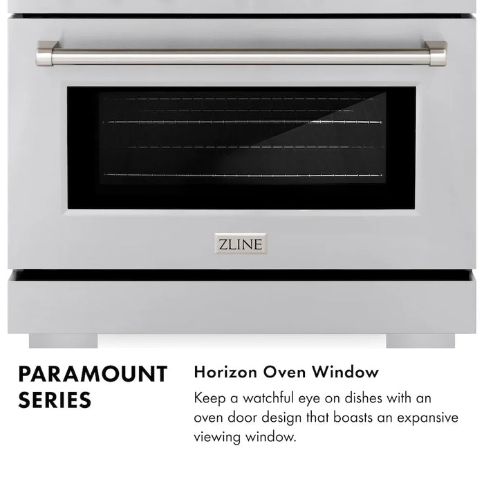 ZLINE Autograph Edition 36" Paramount Dual Fuel Range, 6 Burner Gas Cooktop, Electric Convection Oven, Black Stainless Steel, Helix Handle and Knob SDRBZ-36-KCB09K