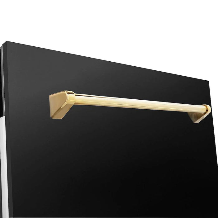 ZLINE Autograph Edition 48"Kitchen Package, Black Stainless Steel Dual Fuel Range, Range Hood, Dishwasher and Refrigeration, 4AKPR-RABRHDWV48-G09K