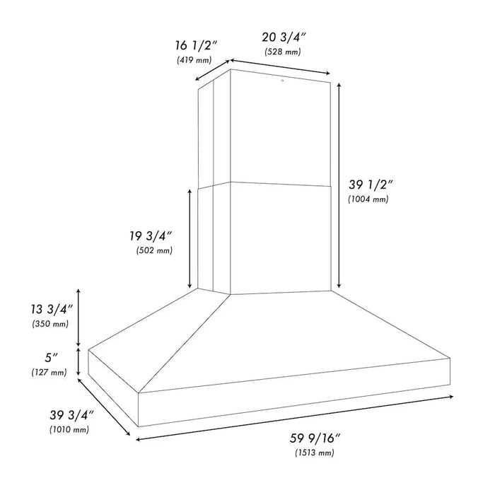 ZLINE Island Mount Outdoor Grill Hood GOi1-6009K