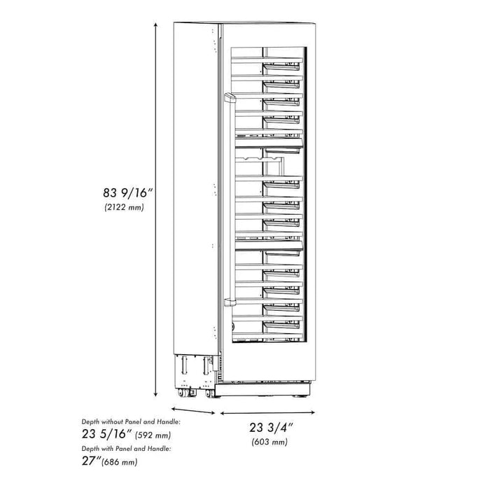 ZLINE 24"Triple Zone 100 Bottle Column Wine Cooler, DuraSnow®  Stainless Steel Champagne Bronze RCWVZ-SN-24-CB09K
