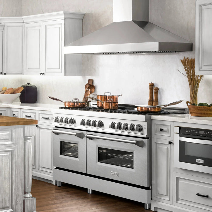ZLINE 60" Professional Dual Fuel Range with Snow Finish Door, RA-SN-6009K