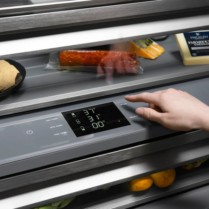 ZLINE Autograph Edition 30" Built-In Bottom Freezer Refrigerator, Water Dispenser, Ice Maker, Black Stainless Steel, Graphite Gray Interior,Helix Handles GRBIVZ-BS30KCB09K