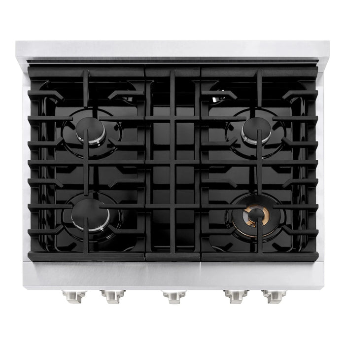 ZLINE 30"Paramount Dual Fuel Range DuraSnow® Stainless Steel SDRS-3009K