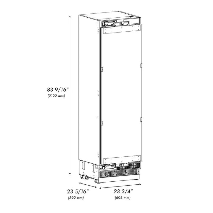 ZLINE 24" Panel Ready Column Refrigerator, Graphite Gray Interior Matte Black RBCRVZ-24-MB09K