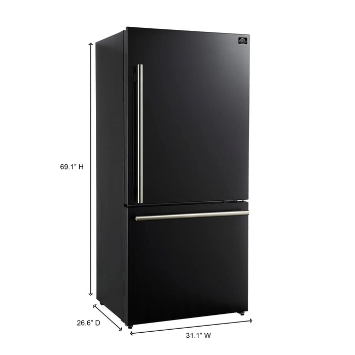FORNO Espresso Milano 31" Right Swing Refrigerator FFFFD1785-31BLK09K