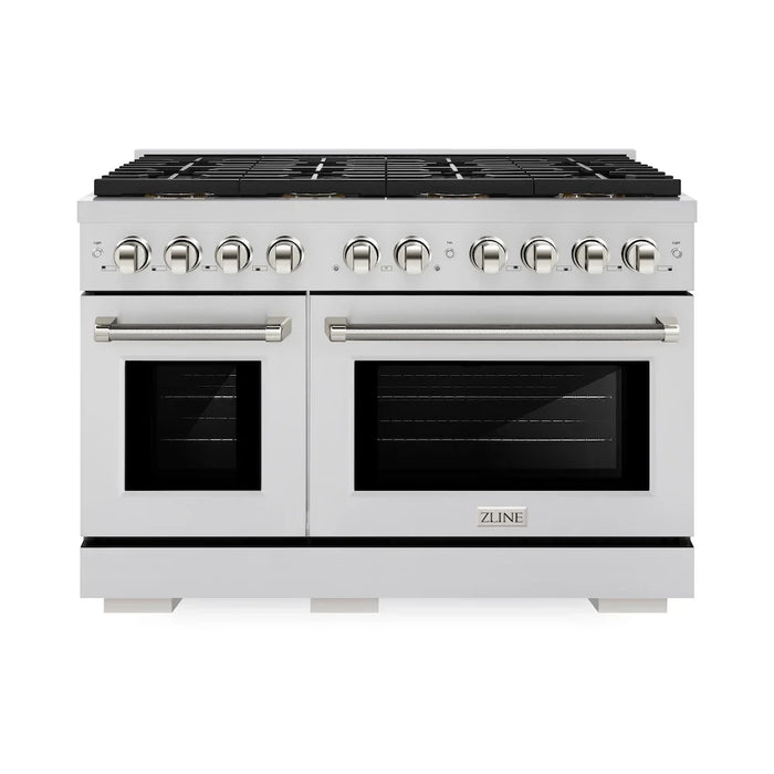 ZLINE Autograph Edition 48" Paramount Dual Fuel Range, DuoPro™ Cooktop, Electric Convection Oven, Stainless Steel, Helix Handle PSDRZ-48-KCB09K