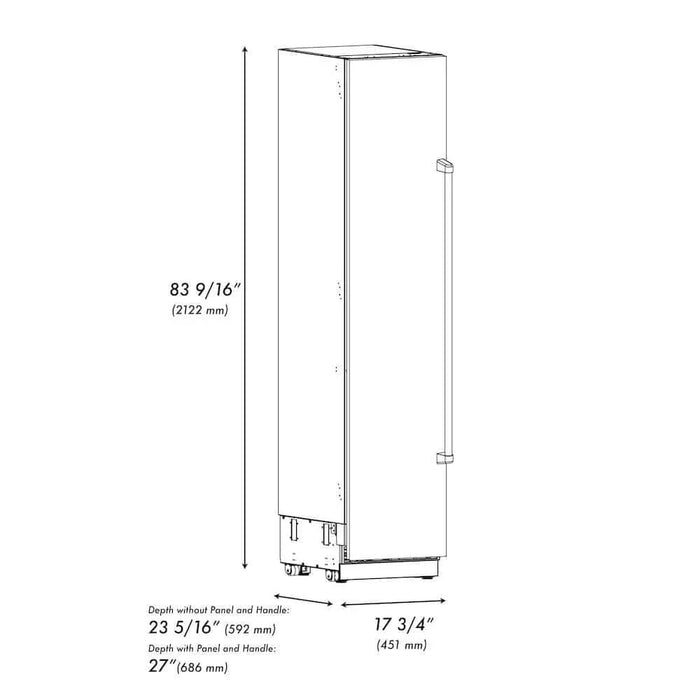 ZLINE 18" Left Hinge Column Freezer Stainless Steel, Graphite Gray Interior Matte Black RCFVLZ-30418-MB09K