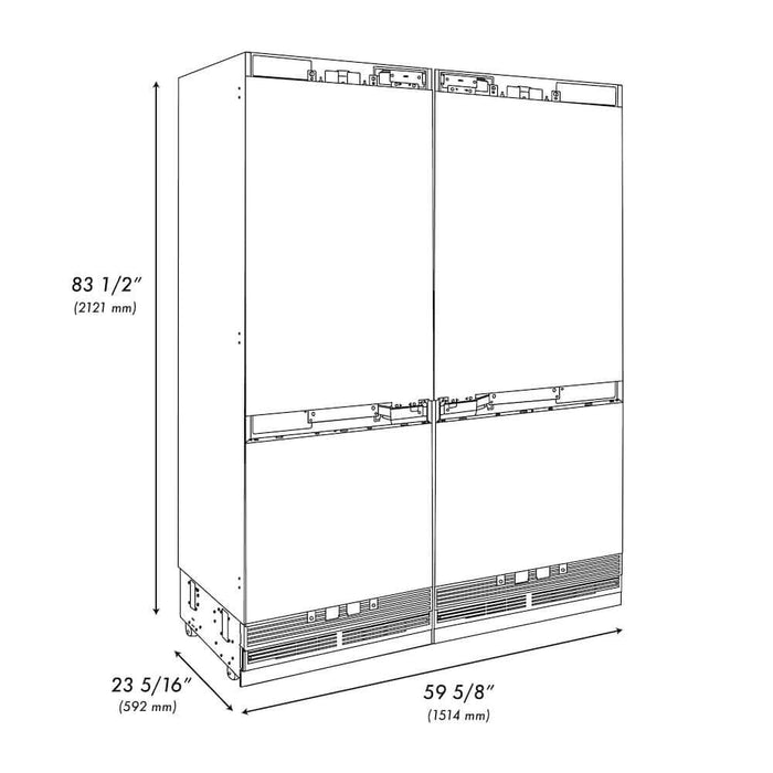 ZLINE 60" Panel Ready Built-In Bottom Freezer Refrigerator,Water Dispenser, Ice Maker,Graphite Gray, Matte Black GRBIVZ-60-MB09K