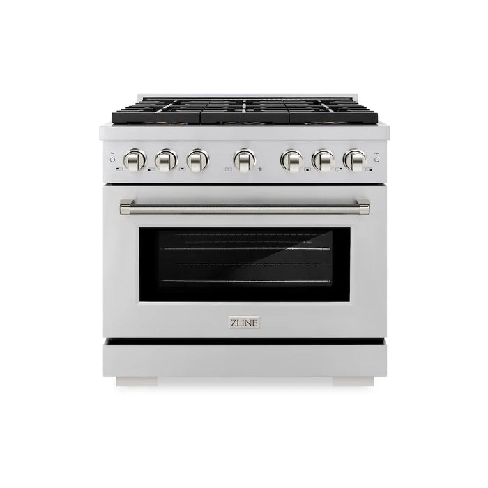 ZLINE Autograph Edition 36" Paramount Gas Range, DuoPro™ Cooktop, Gas Convection Oven, Stainless Steel, Helix Handle PSGRZ-36-KCB09K