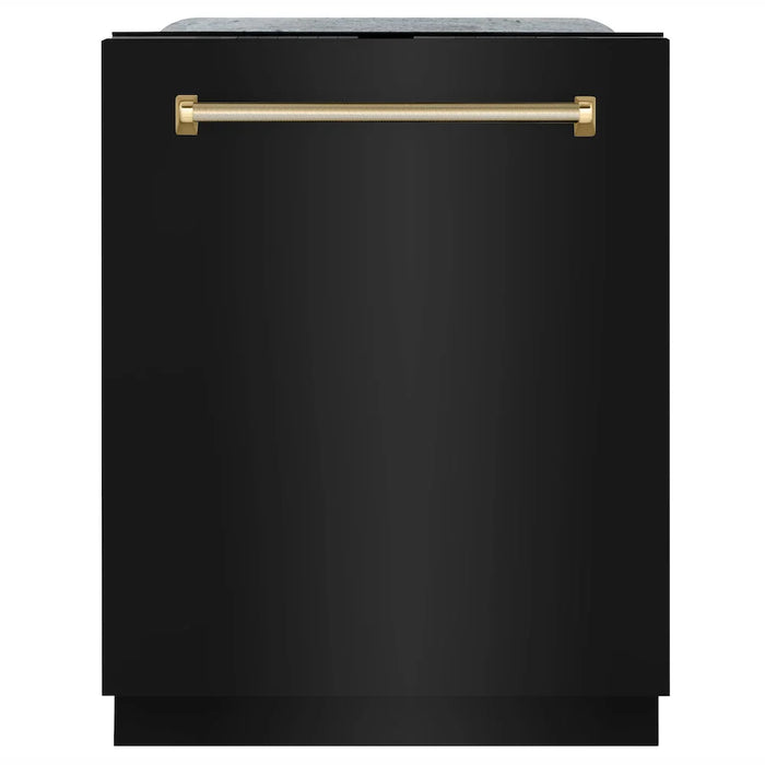 ZLINE Autograph Edition 24" Monument Series Dishwasher, Black Stainless Steel, Helix Handle DWMTZ-BS-24-KCB09K
