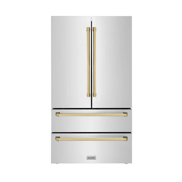 ZLINE Autograph Edition 48"Kitchen Package, Stainless Steel Dual Fuel Range, Range Hood, Dishwasher and Refrigeration, 4KAPR-RARHDWM48-G09K