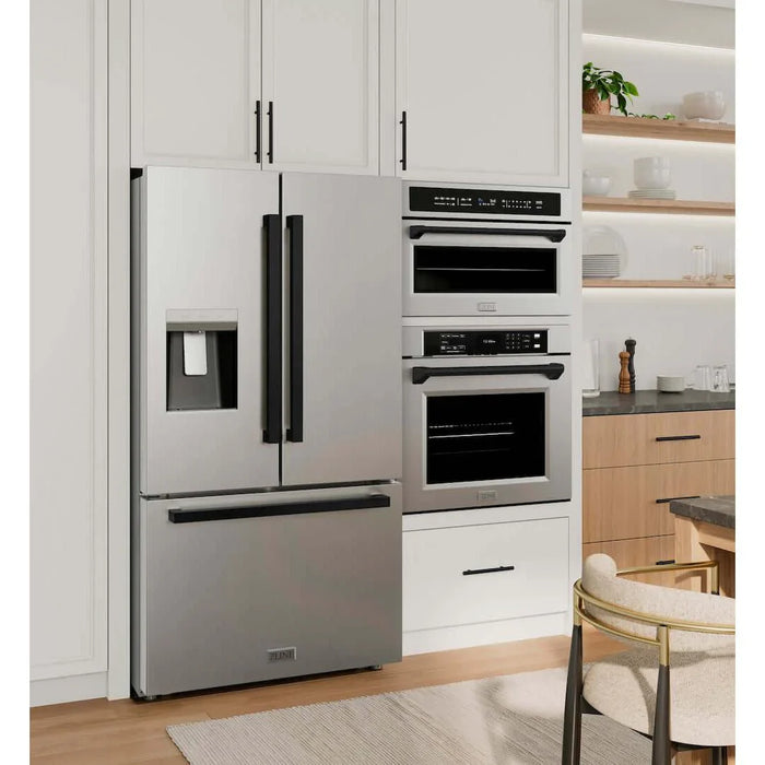 ZLINE Autograph Edition 36" Standard-Depth French Door External Water Dispenser Refrigerator, Dual Ice Maker, Fingerprint-Resistant Stainless Steel RSMZ-W-36-FMB09K