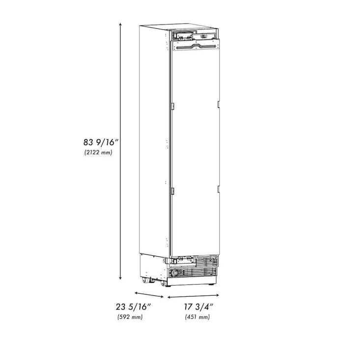 ZLINE 18" Panel Ready Left Hinge Column Freezer, Graphite Gray Interior  Champagne Bronze RBCFVLZ-18-CB09K