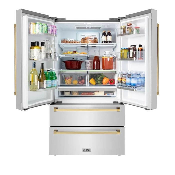 ZLINE Autograph Edition 48"Kitchen Package, Stainless Steel Dual Fuel Range, Range Hood, Dishwasher and Refrigeration, 4KAPR-RARHDWM48-G09K