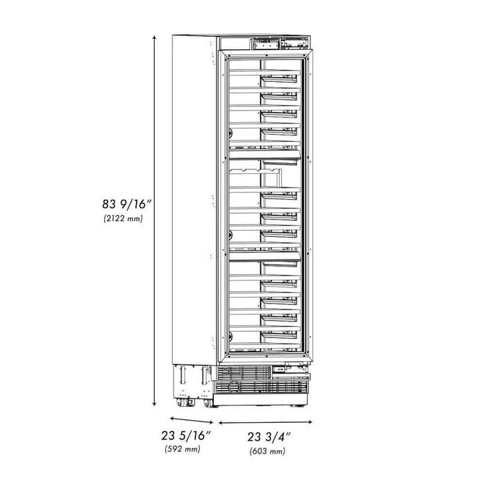 ZLINE 24" Triple Zone 100 Bottle Panel Ready Column Wine Cooler Matte Black RBCWVZ-24-MB09K