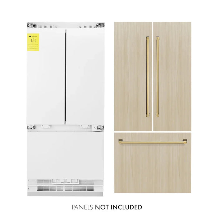 ZLINE Autograph Edition 36" Panel Ready Built-In Bottom Freezer Refrigerator, Water Dispenser, Ice Maker, Accents RBIVZ-36-CB09K